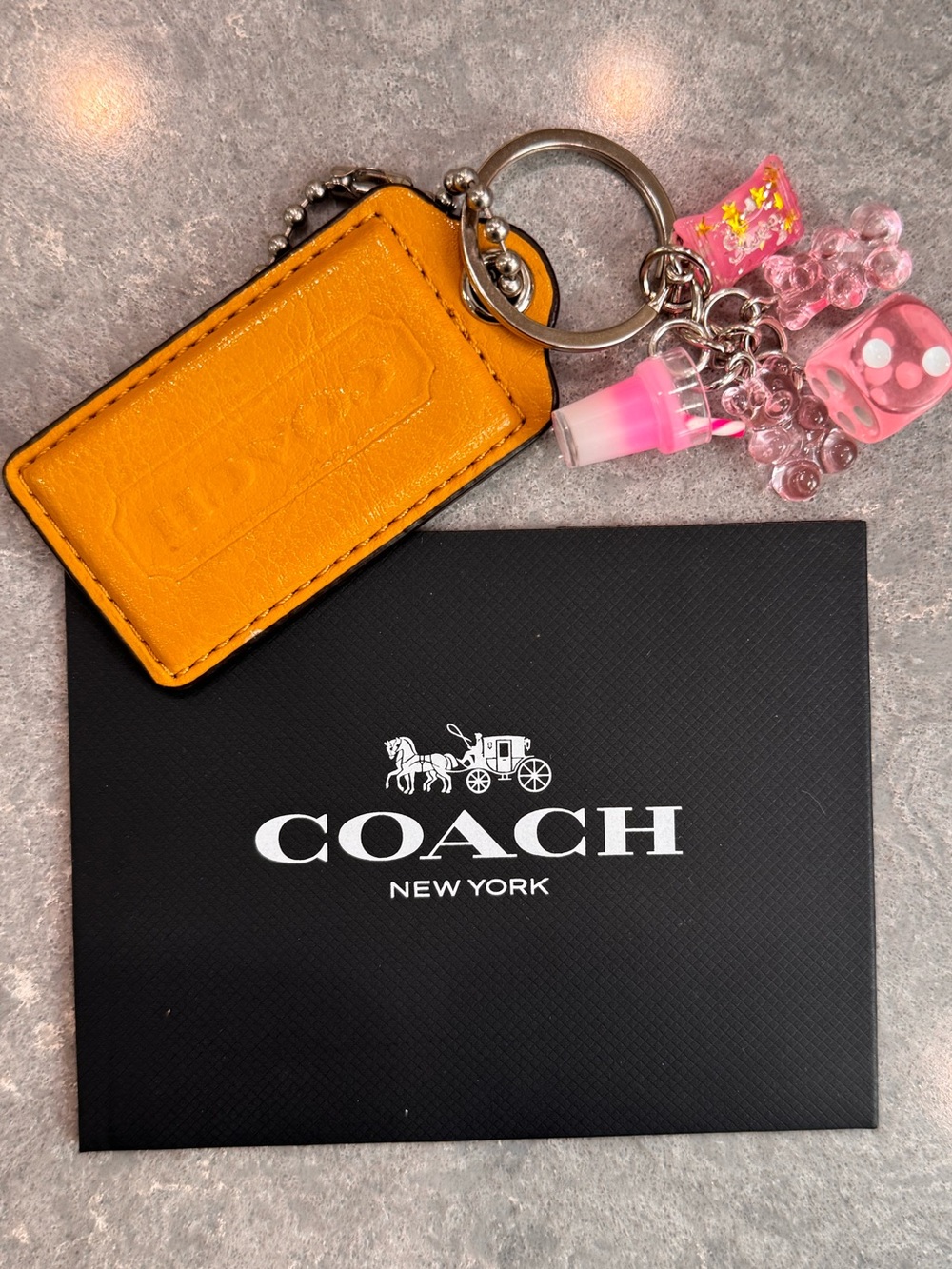 COACH Yellow Patent Large Leather Hang Tag + Keychain